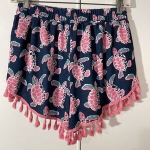 Beautiful Simply Southern size S/M Turtle print Lined Tassel Shorts